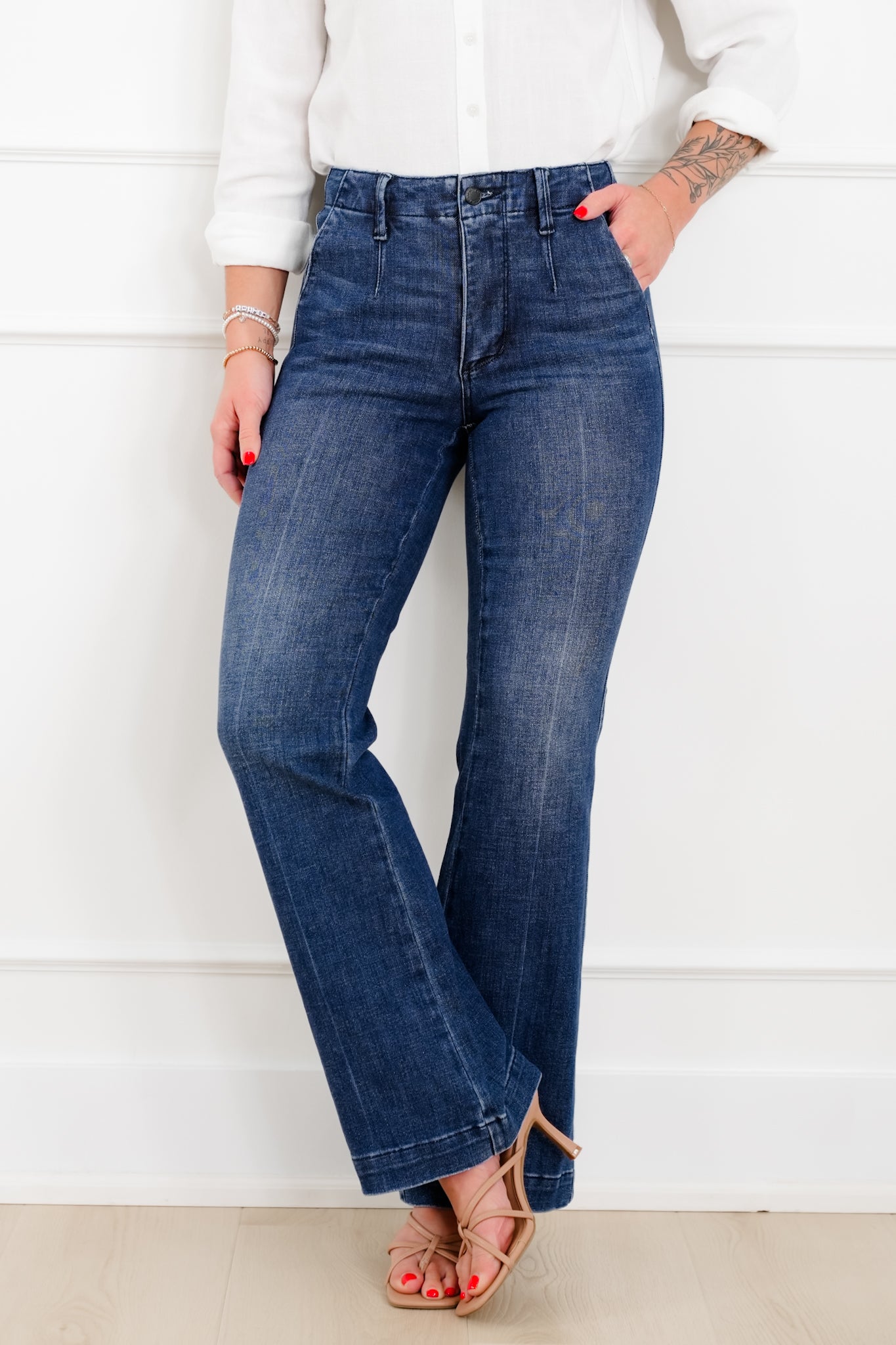 Judy Blue The Sutton Mid Rise Dark Wash Tummy Control Bootcut Trouser Jeans