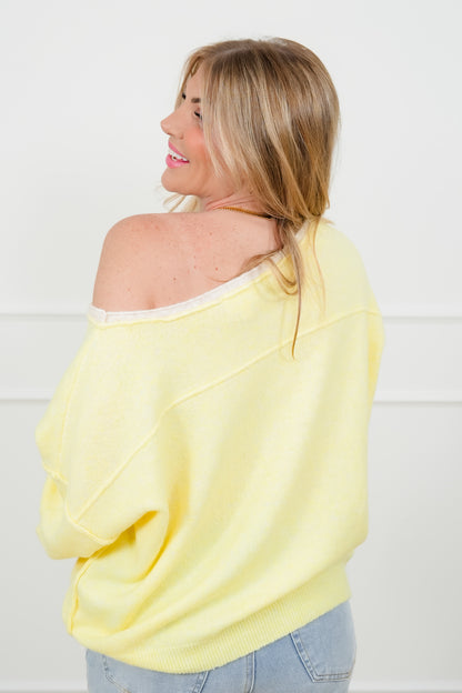 Long Sleeve Pullover Sweater with Reverse Seams