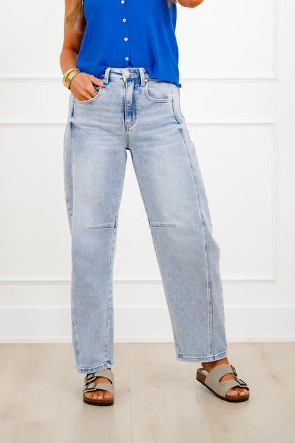 Restock! Risen The Hollis Light Wash Boyfriend Cuffed Barrel Jeans