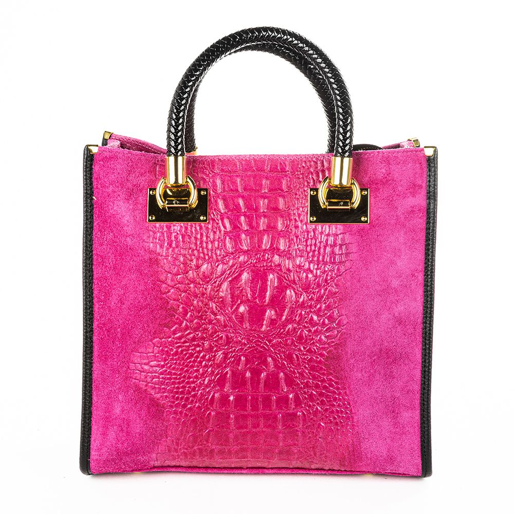 Croc-Embossed Leather Portfolio Bag
