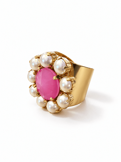 TOVA Twiggy Plus Crystal and Pearl Ring - Freckled Poppy