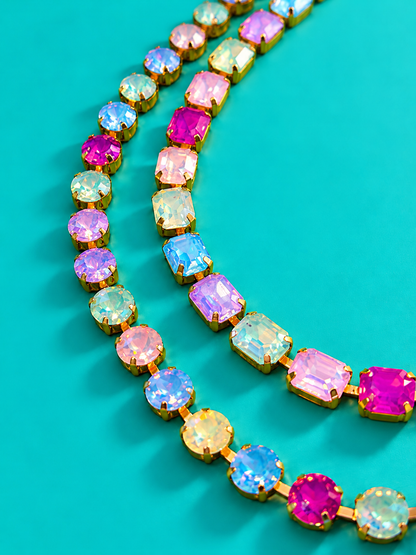 Rainbow Bright Candy-Colored Layered Gemstone Necklace - Freckled Poppy