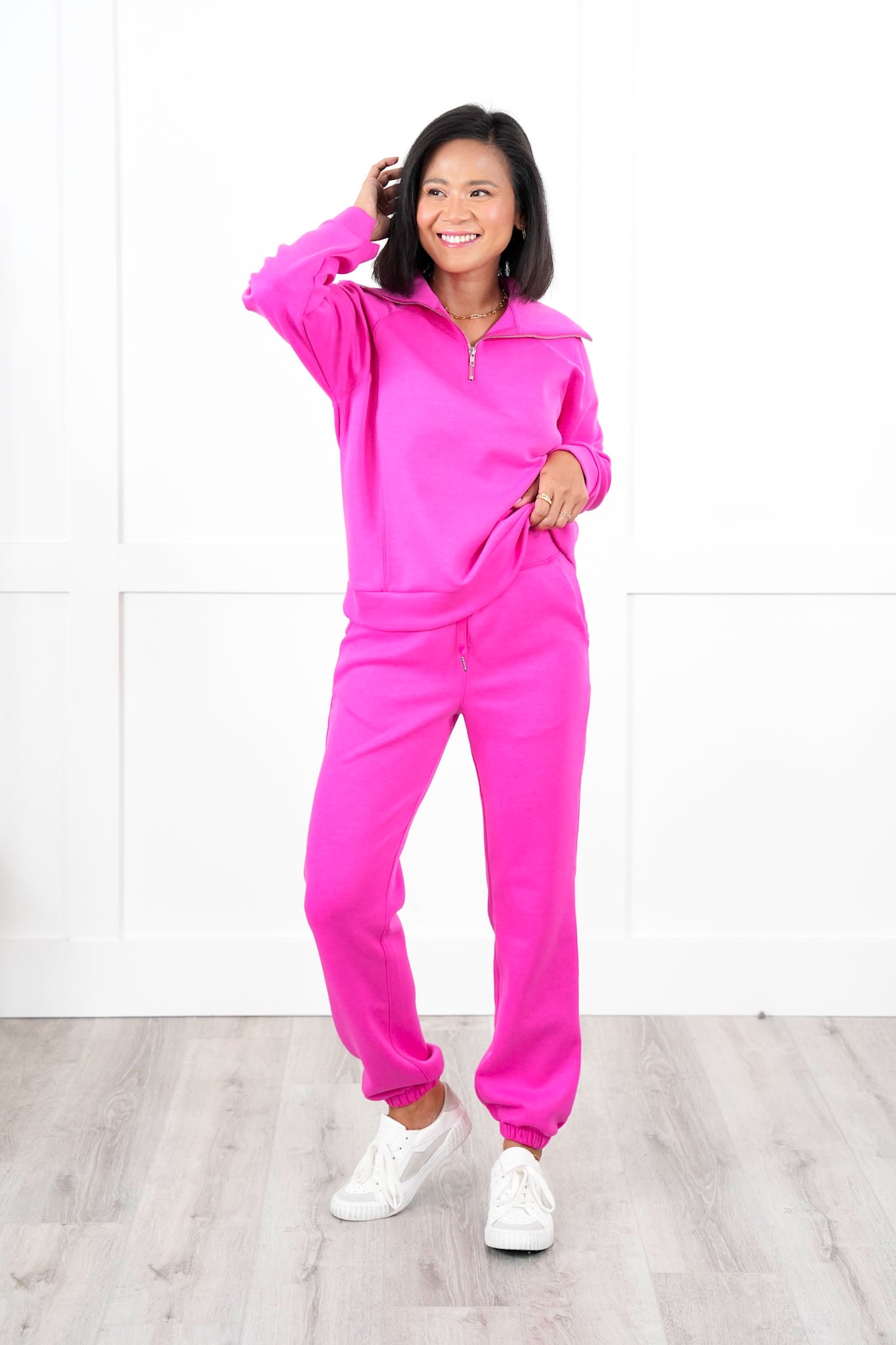 Door Buster! Plus/Reg Elastic Waist Scuba Knit Joggers with Ribbon Drawstring