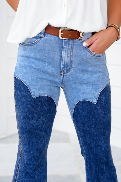 Restock! Mineral Wash Two Tone Denim Wide Leg Jeans