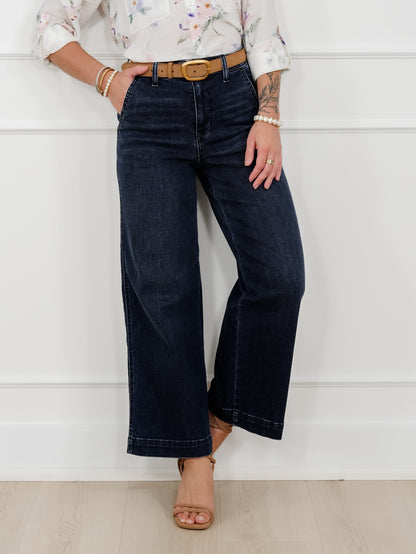 Judy Blue the Jasmine High Rise Dark Wash Wide Leg Ankle Trouser Jeans