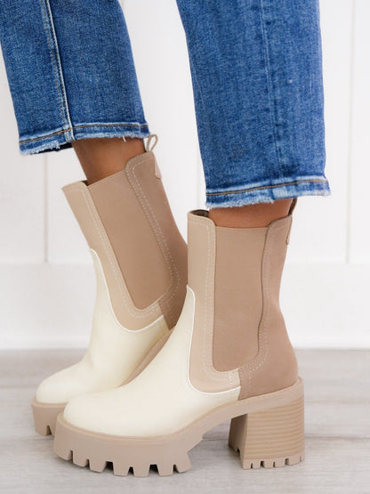 MIA Color Block Chunky Heel Boot
