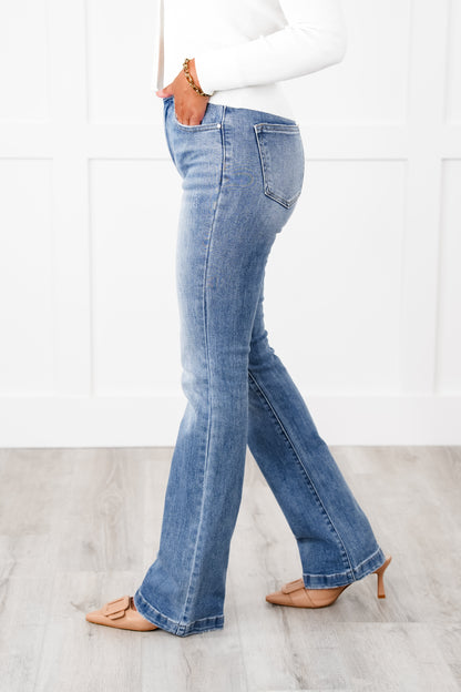 Risen Look What You Made Me Do High Rise Light Wash Multiple Inseam Boot Cut Jeans