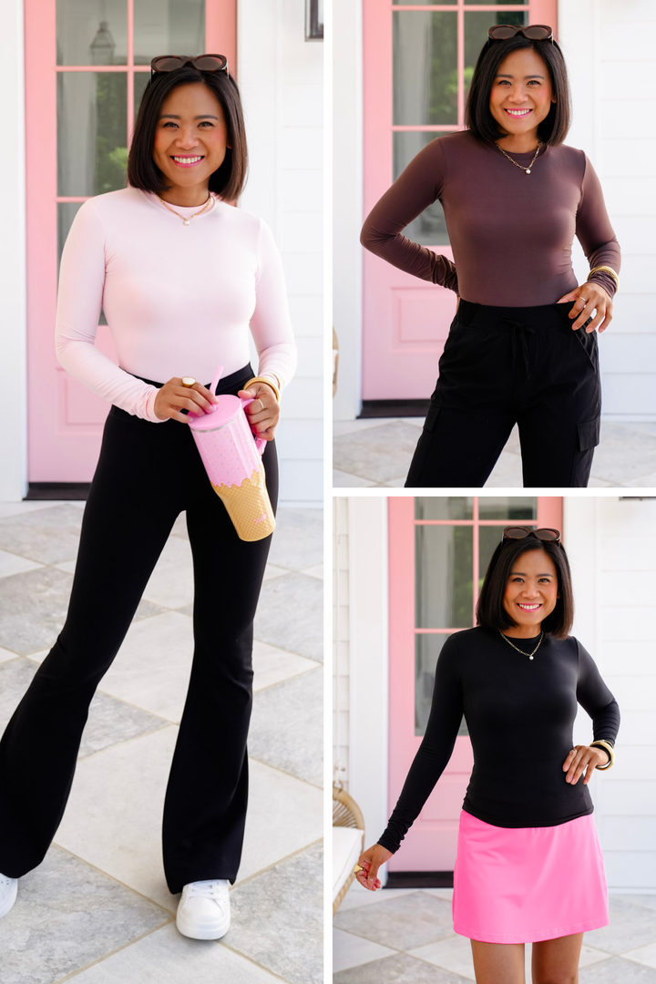 Solid Knit Long Sleeve Round Neck Tee