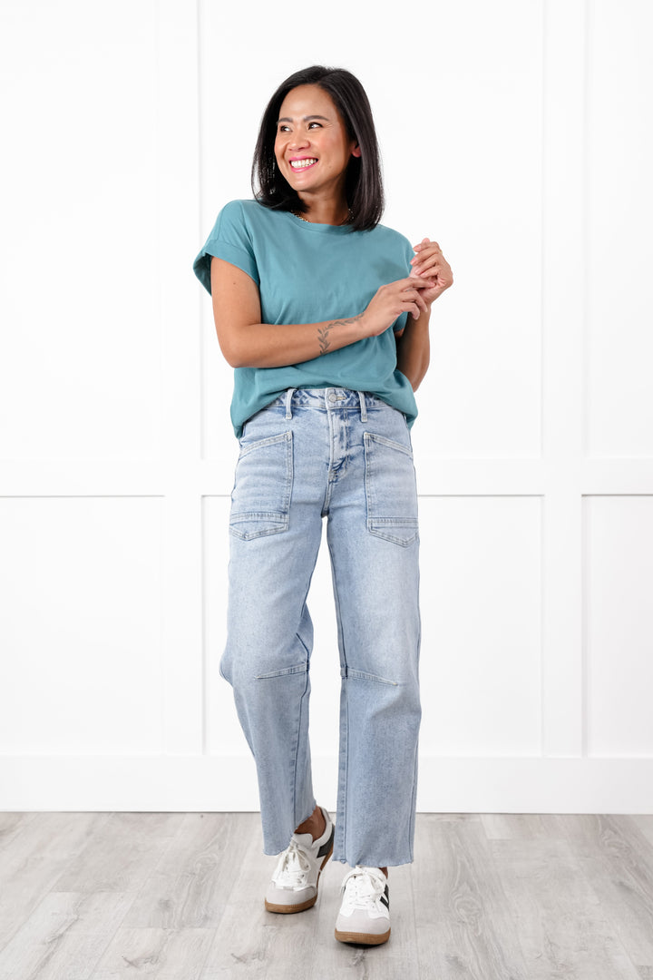 Vervet High Rise Light Wash Barrel Jeans