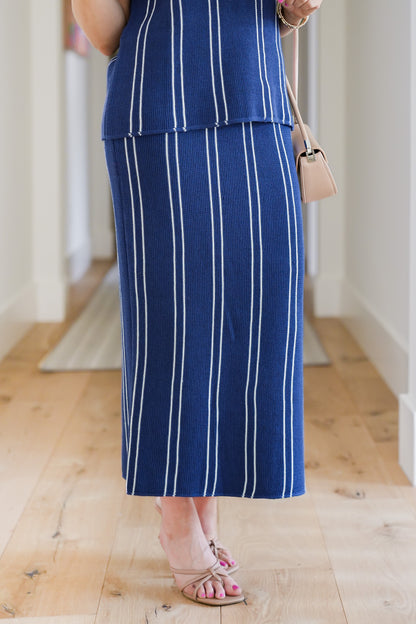 Striped Knit Sweater and Skirt Set