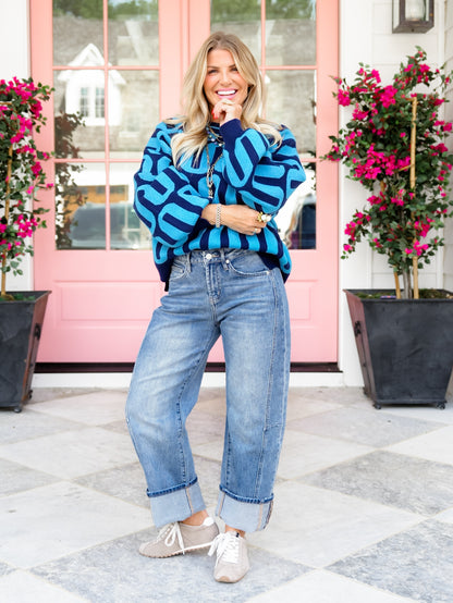 Restock! Mica The Trend Setter High Rise Light Wash Barrel Jean with Cuffed Hem