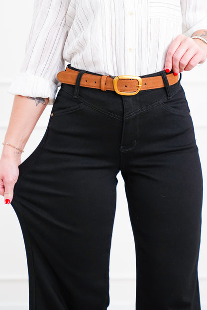 Judy Blue High Rise Black Retro Wide Leg Jeans with Slimming Yoke Seaming