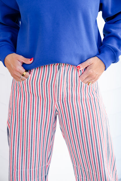 Mineral Wash Multi Stripe Barrel Pants