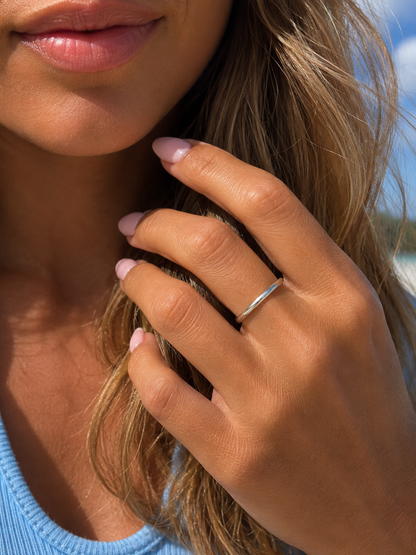 BOHO SOL Thin Silver Smooth Band Ring