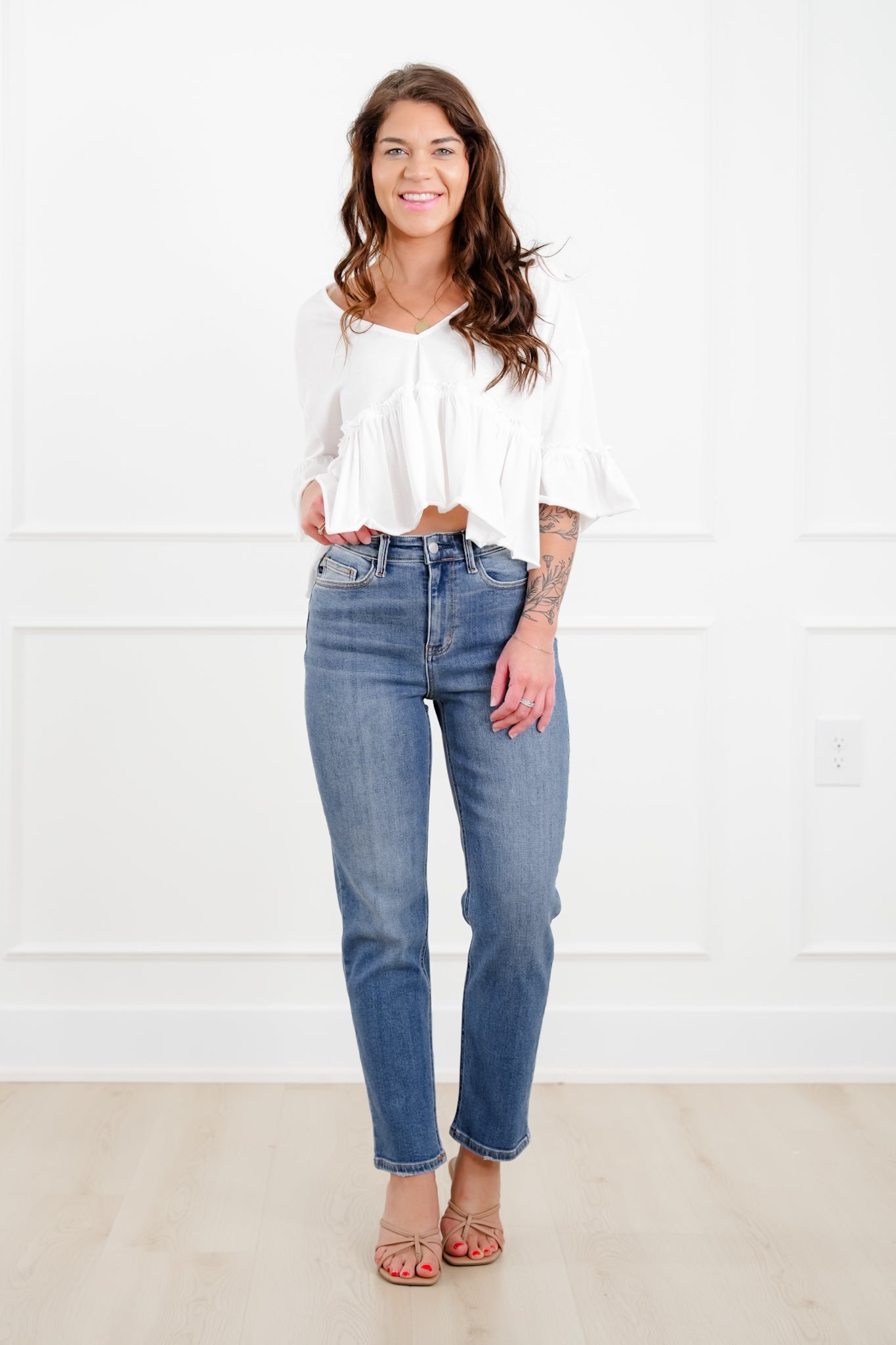 Judy Blue High Rise Medium Wash Ankle Length Straight Leg Jeans