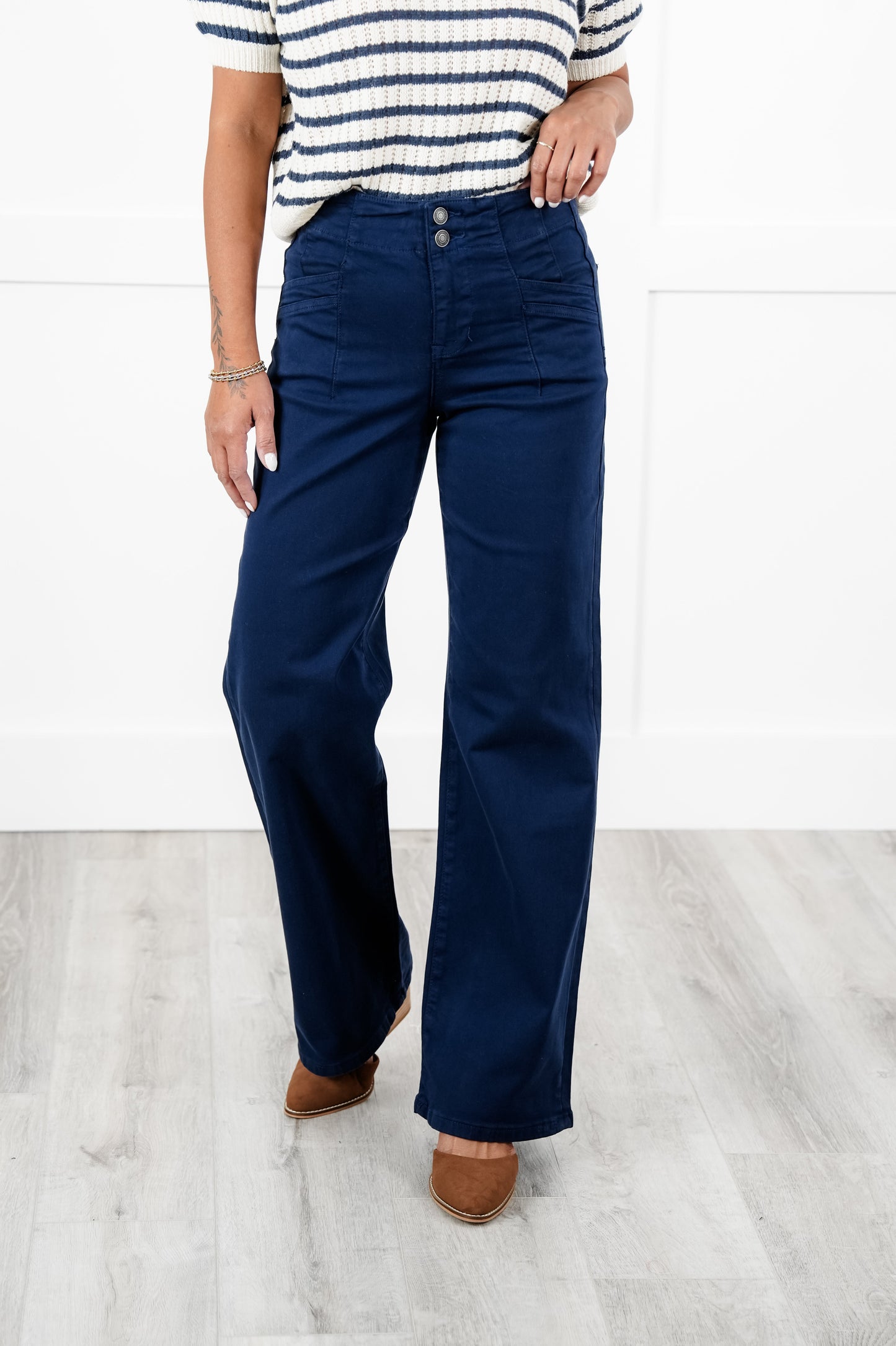 Mica High Rise Dark Navy Wide Leg Jeans