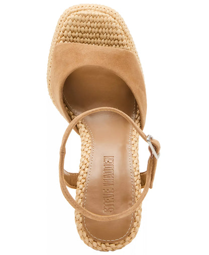 Steve Madden Woven Platform Block Heel Sandal with Suede Front Strap