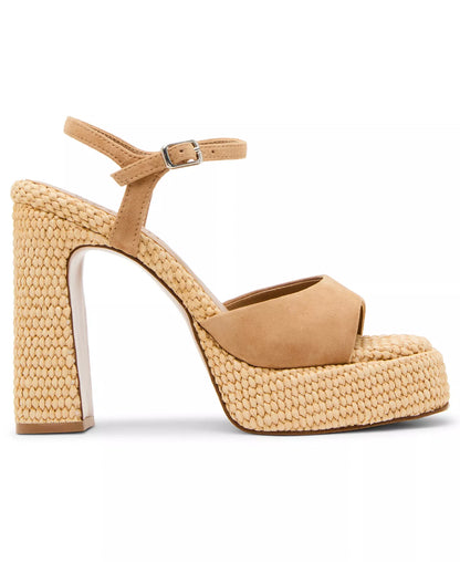 Steve Madden Woven Platform Block Heel Sandal with Suede Front Strap