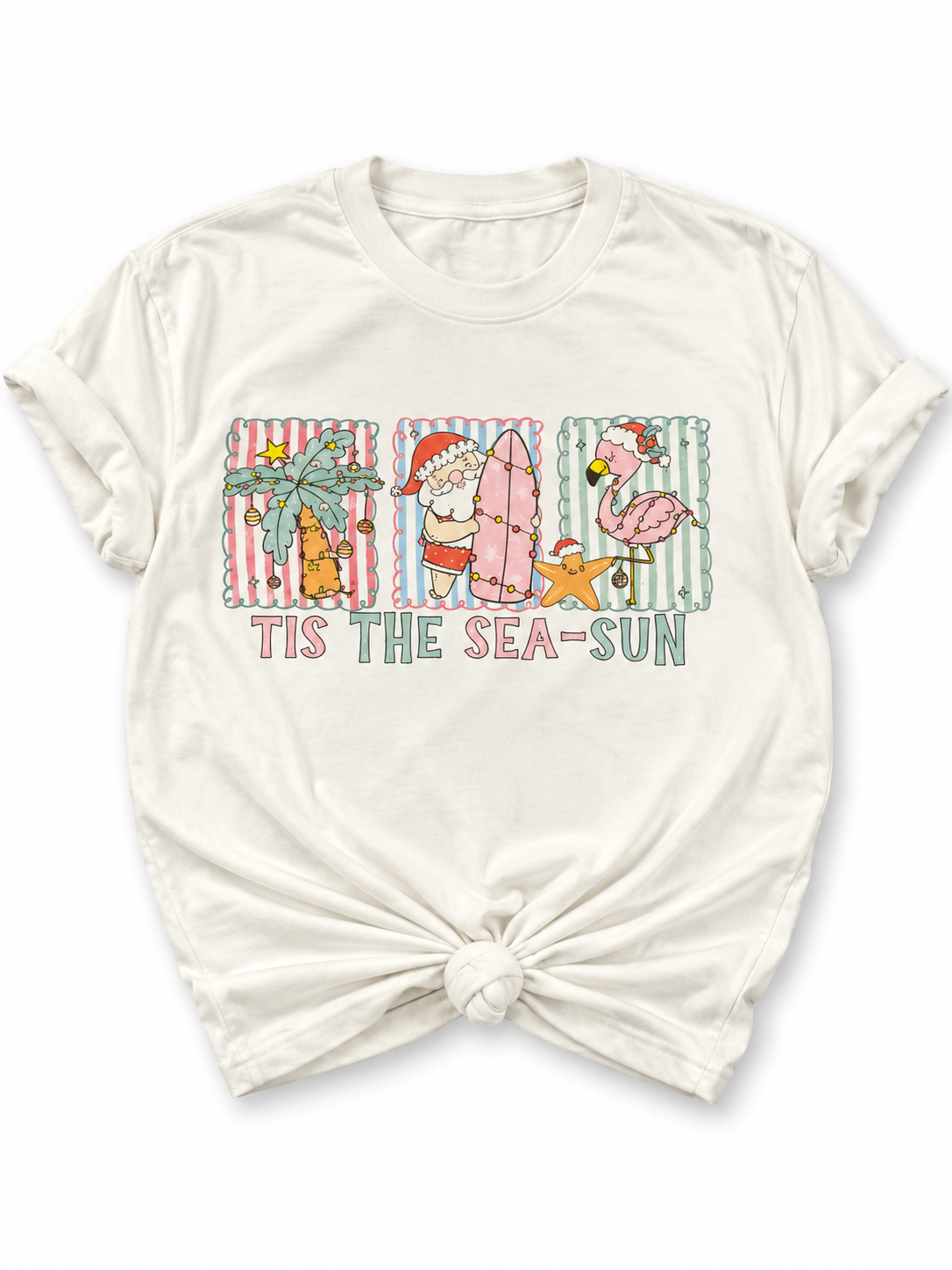 Plus/Reg Short Sleeve "Tis the Sea-Sun" Christmas Graphic Tee