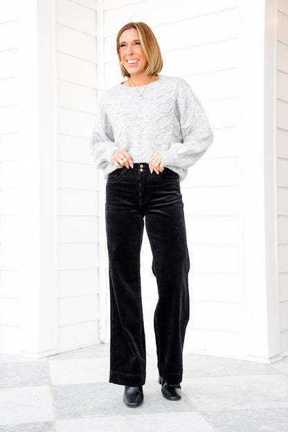 Judy Blue High Rise Black Corduroy Wide Leg Trouser