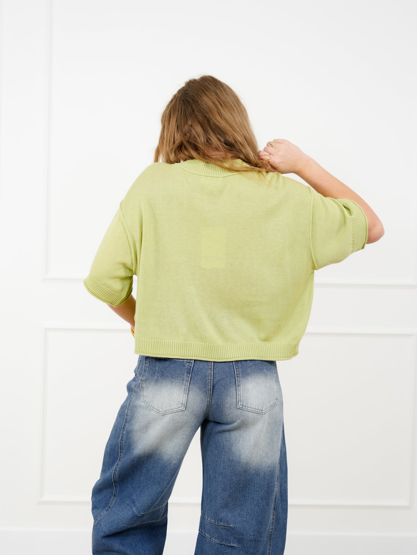 Knit Short Sleeve Mock Neck Sweater