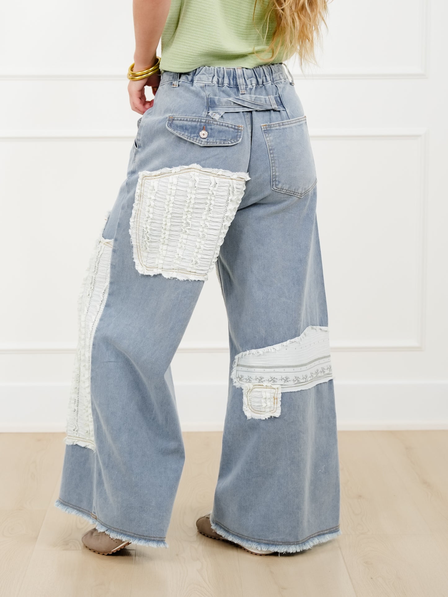 POL Vintage Patchwork Wide Leg Pants