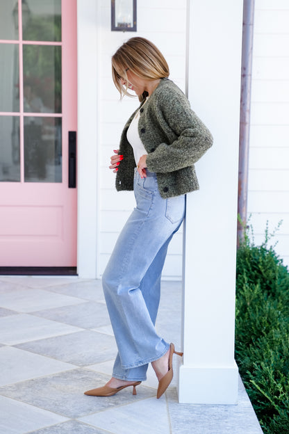 Mica High Rise Light Wash Wide Leg Jeans