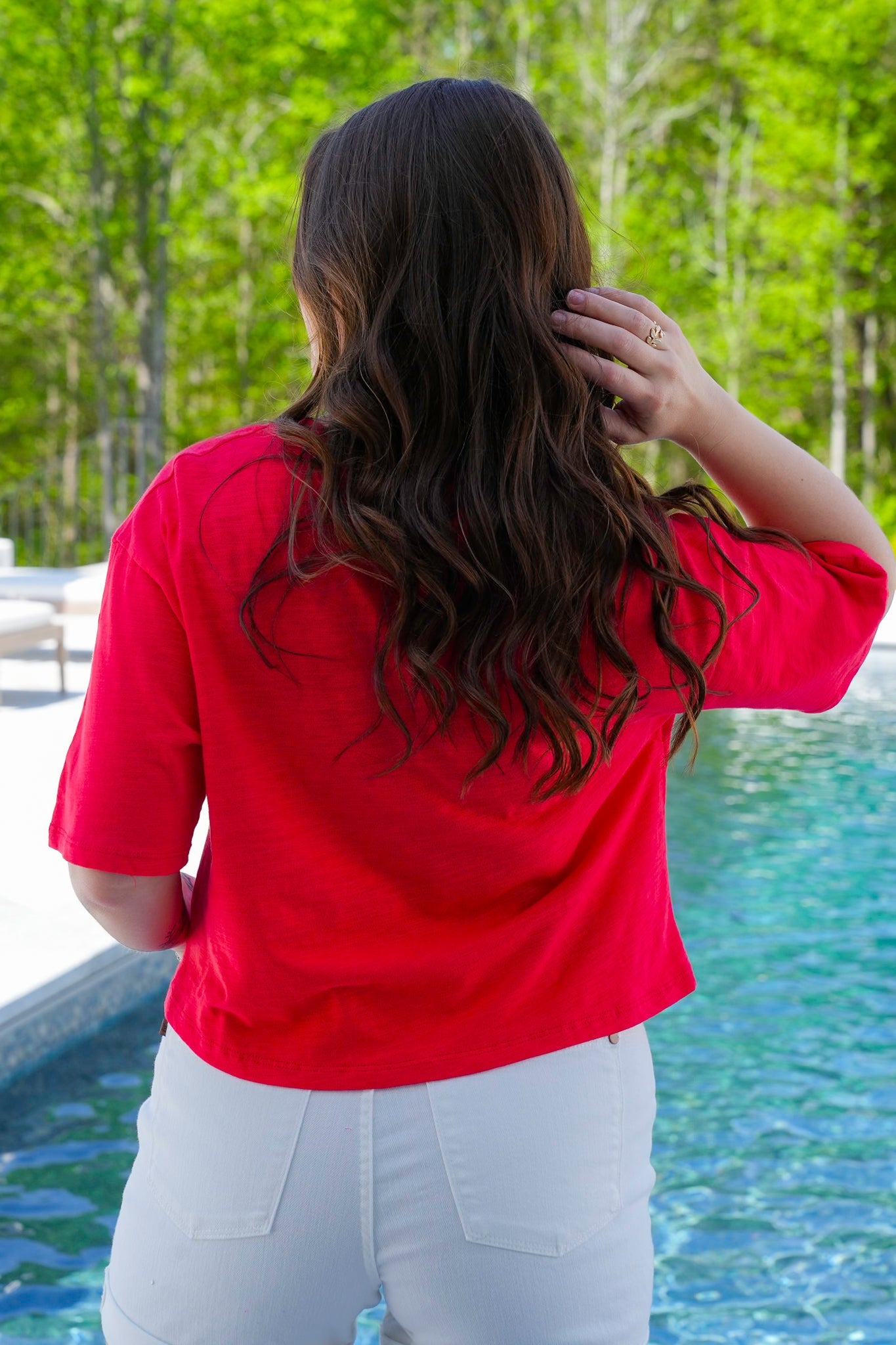 Short Sleeve Crop Top with Lace Bow Detail