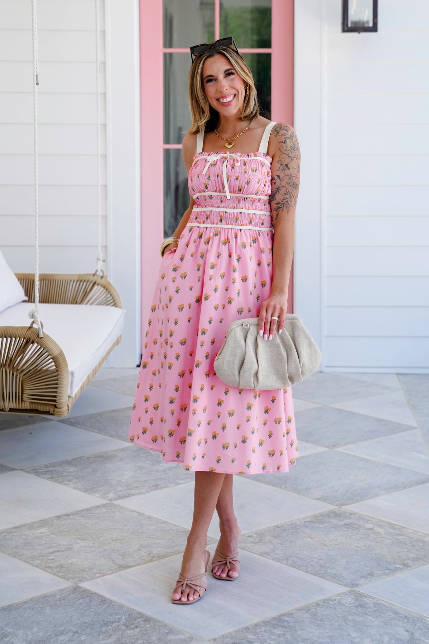 Plus/Reg Floral Sleeveless Midi Dress with Velvet Detail