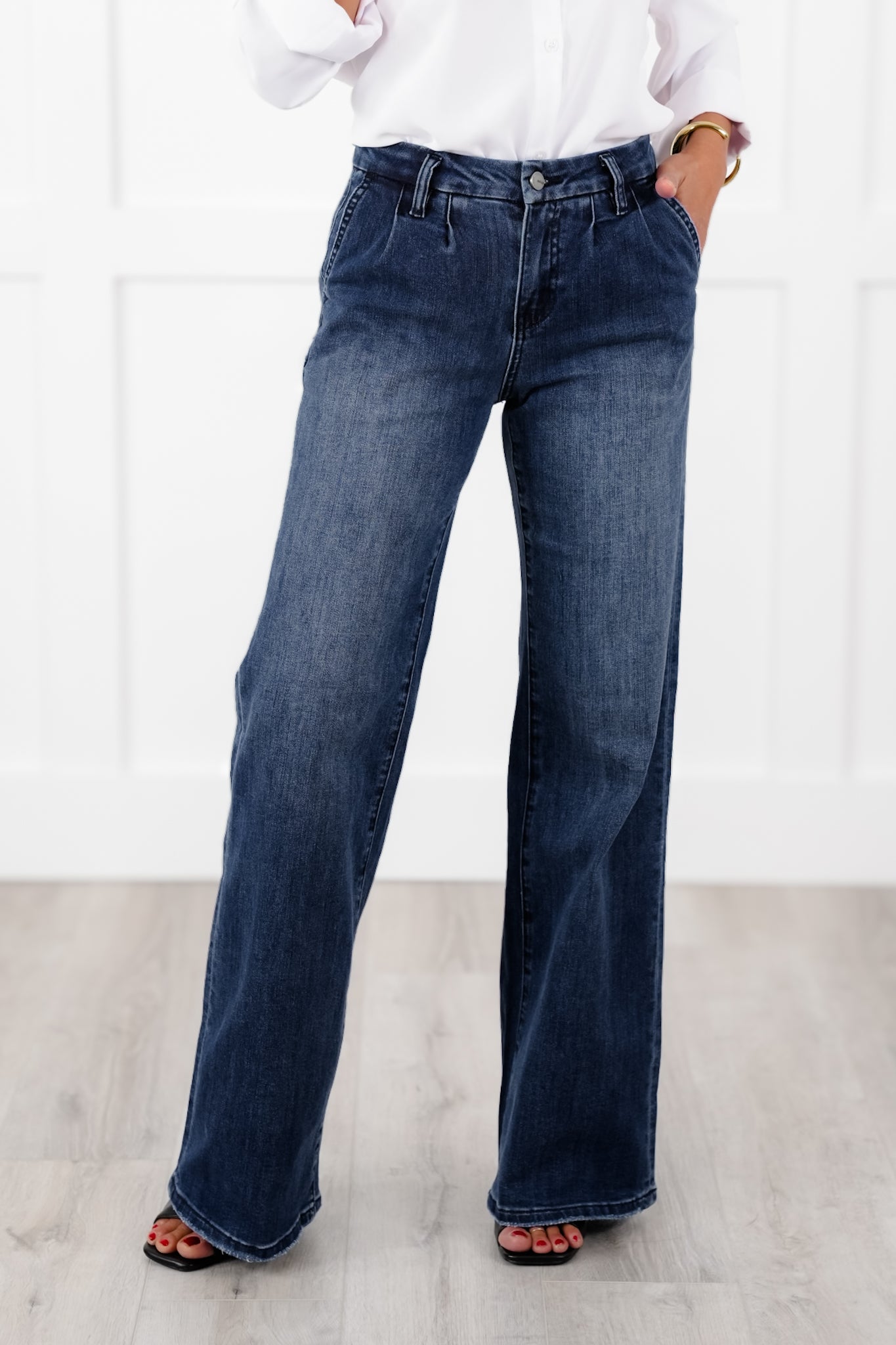 Mica High Rise Dark Wash Wide Leg Jeans