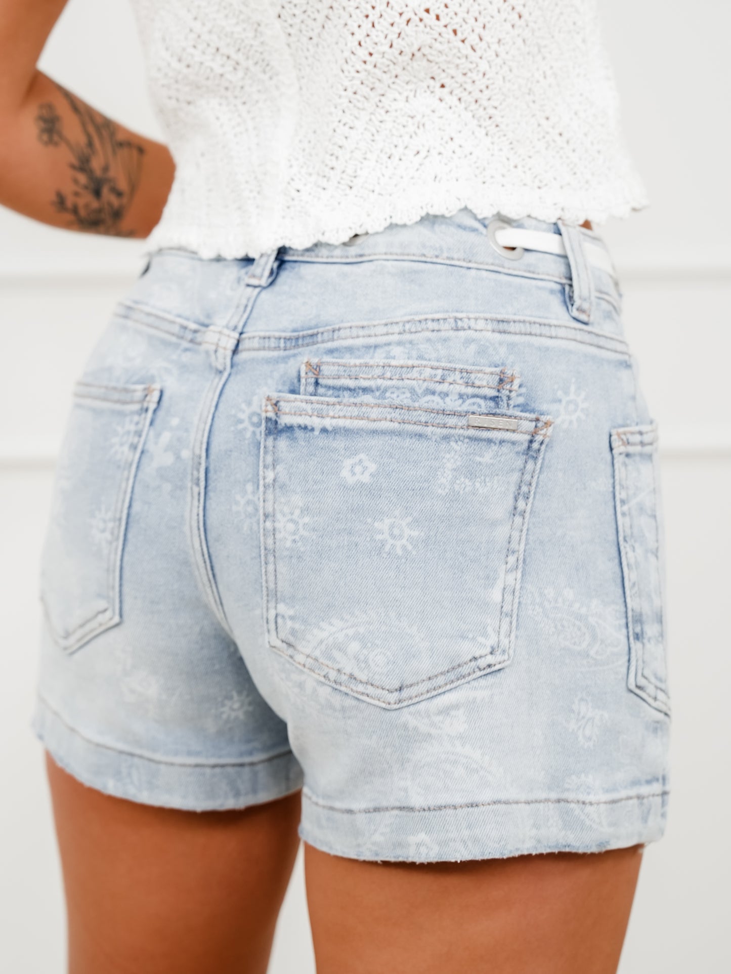 Risen Light Paisley Slouchy Patch Pocket Shorts