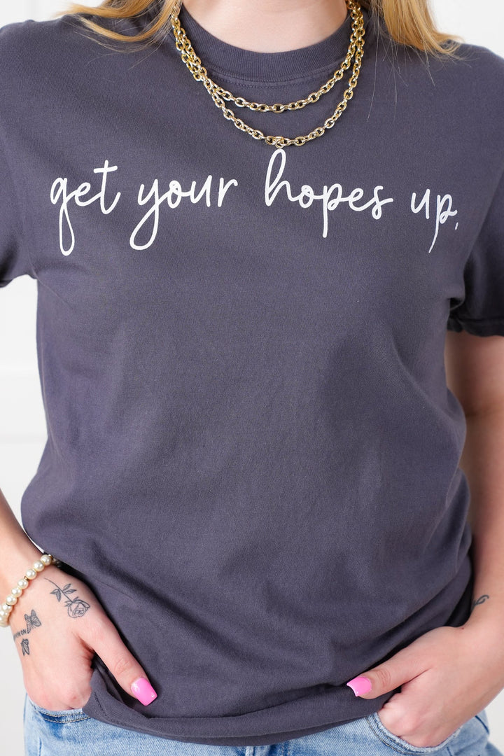 Plus/Reg Short Sleeve "Get Your Hopes Up" Graphic Tee
