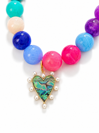 Gemelli Agnes Beaded Heart Charm Necklace