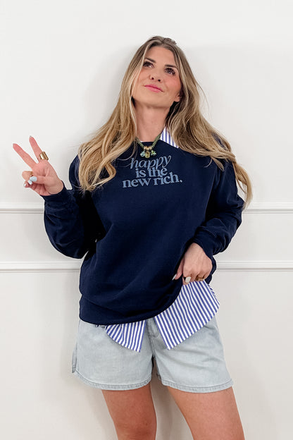 Plus/Reg "Happy is the New Rich" Pullover