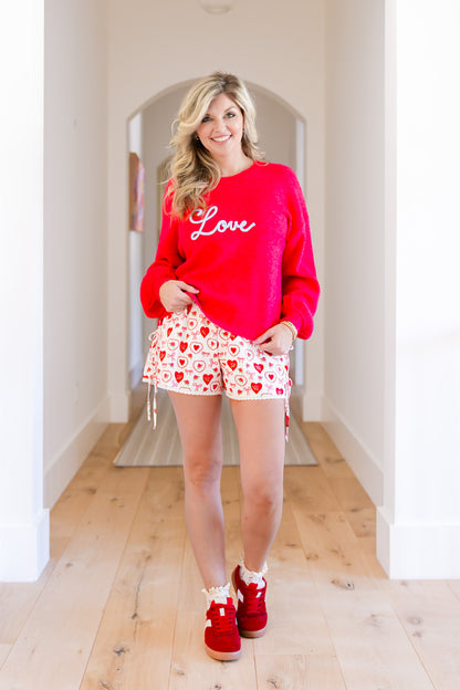 Heart and Bow Print Elastic Waist Boxer Shorts