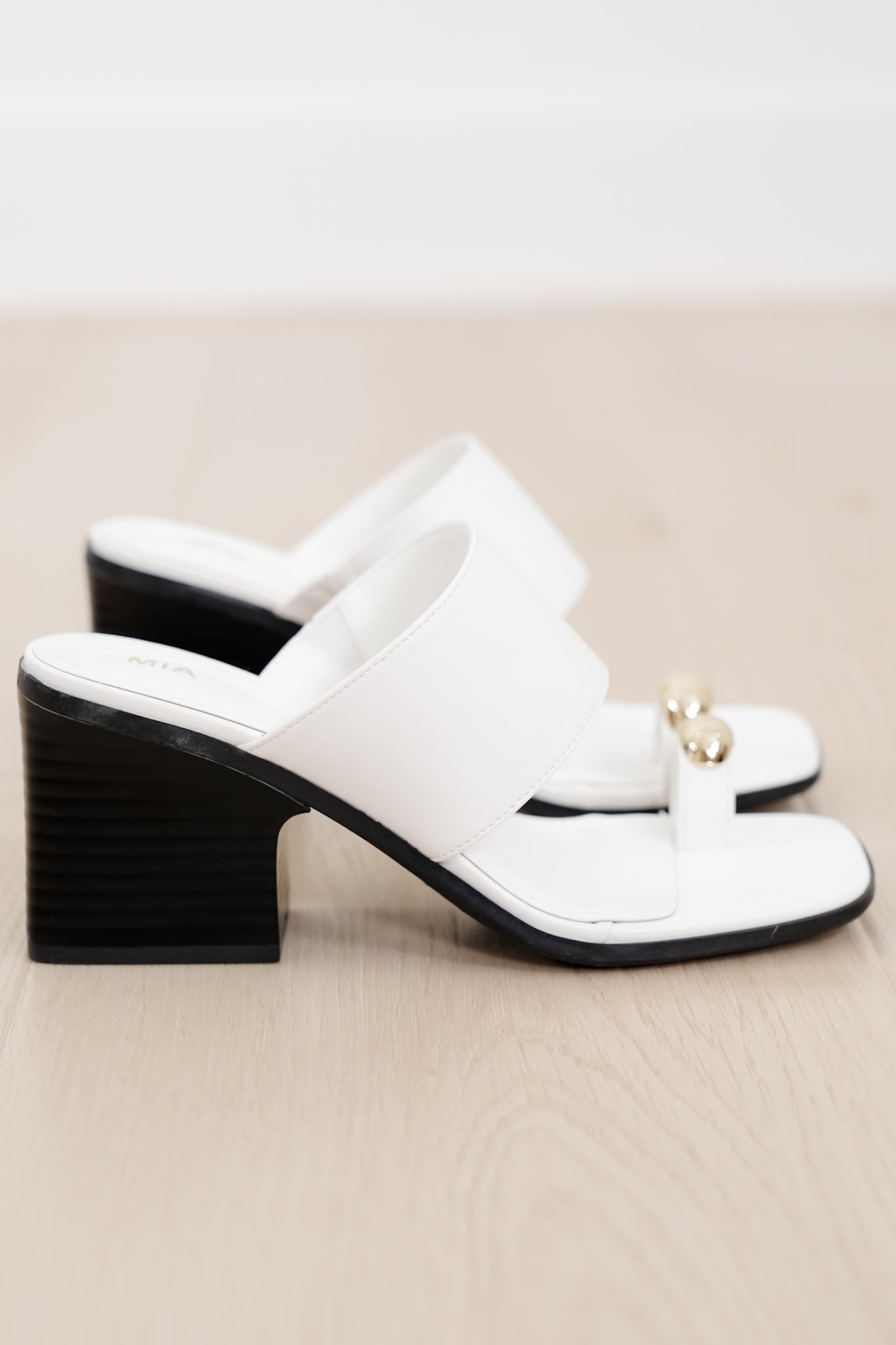MIA Vegan Leather Toe Ring Block Heel Mule