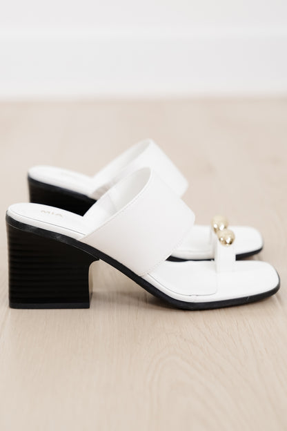 MIA Vegan Leather Toe Ring Block Heel Mule