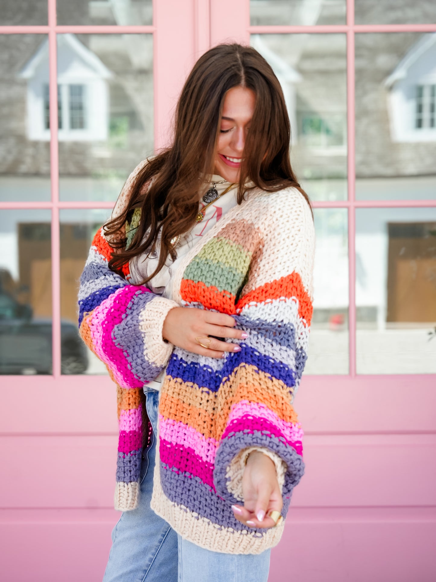 Crochet Long Sleeve Open Front Cardigan