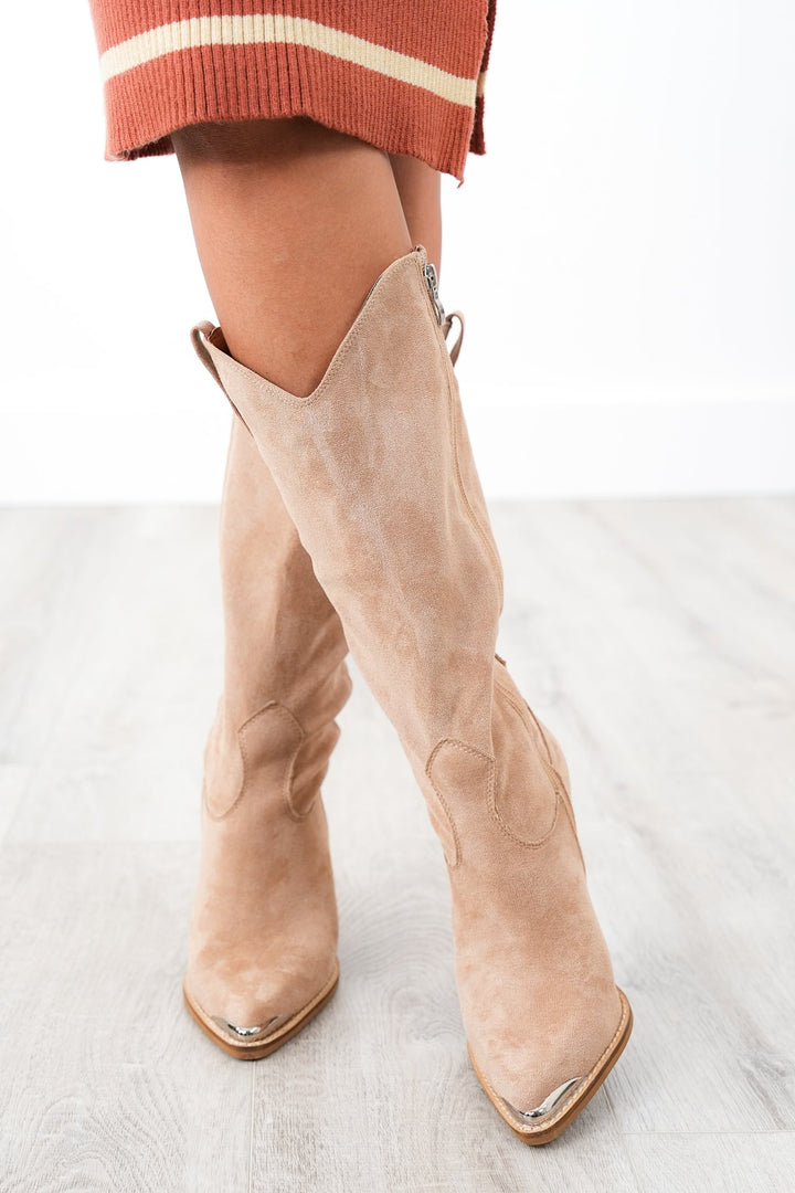 Tall Vegan Suede Western Cowboy Boot