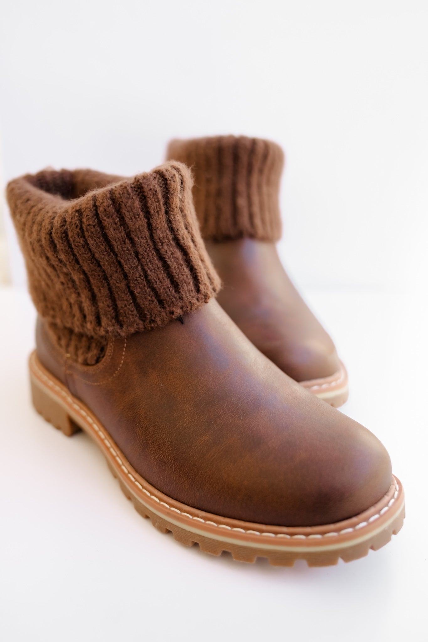 Corky's "Quiver" Vegan Leather Ankle Booties with Sweater Cuff