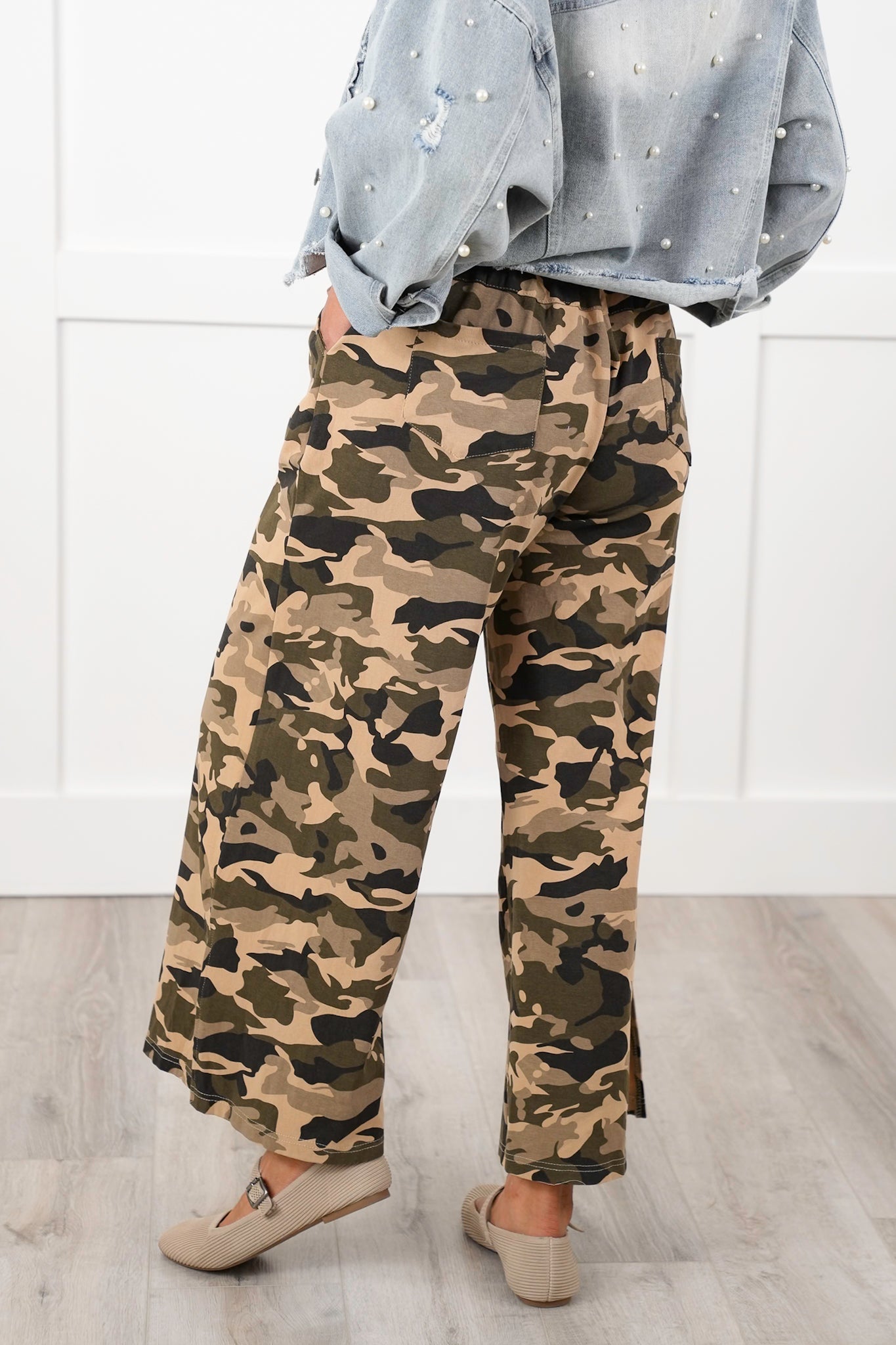 POL Camo Thermal Knit Elastic Waist Pants with Side Pockets