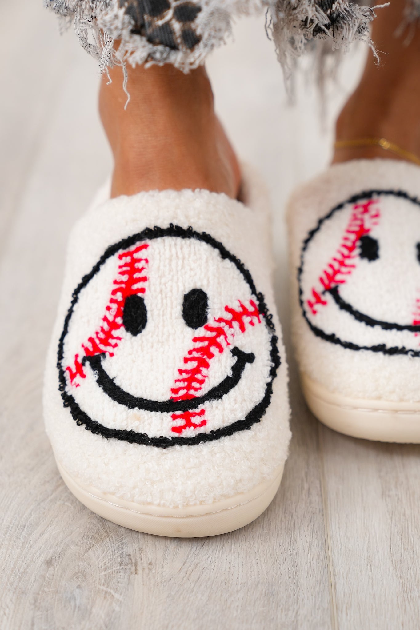 Baseball Happy Face House Slippers