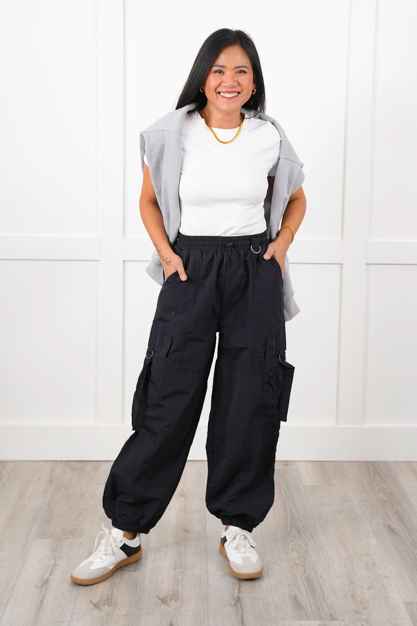Elastic Waist Cargo Woven Jogger Pants