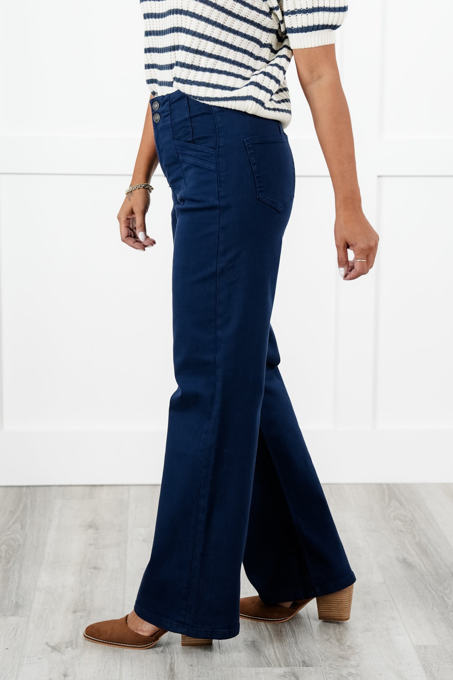 Mica High Rise Dark Navy Wide Leg Jeans