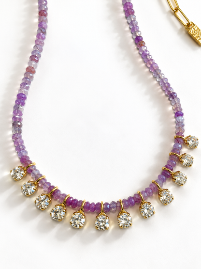 TOVA Peggy Beaded Necklace In Purple