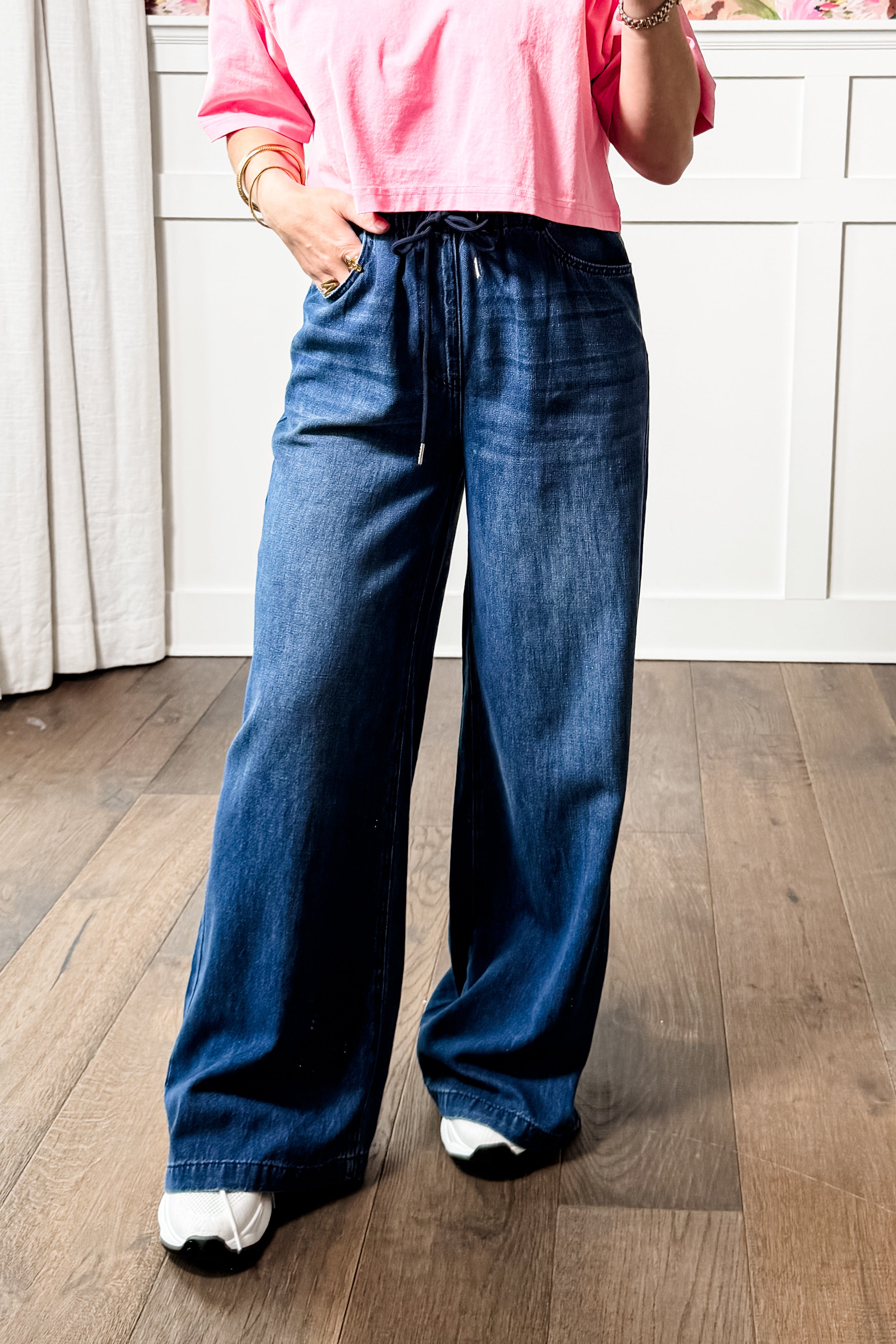 Judy Blue The Paloma High Rise Dark Wash Palazzo Jeans – Freckled