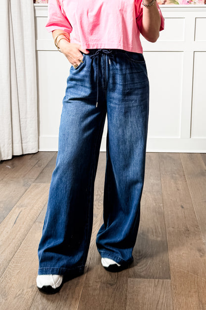 Judy Blue The Paloma High Rise Dark Wash Palazzo Jeans