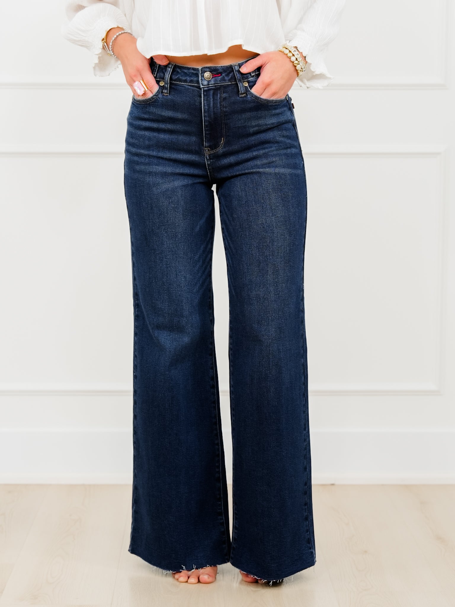 Judy Blue The Levi High Rise Dark Wash Petite/Reg Retro Wide Leg