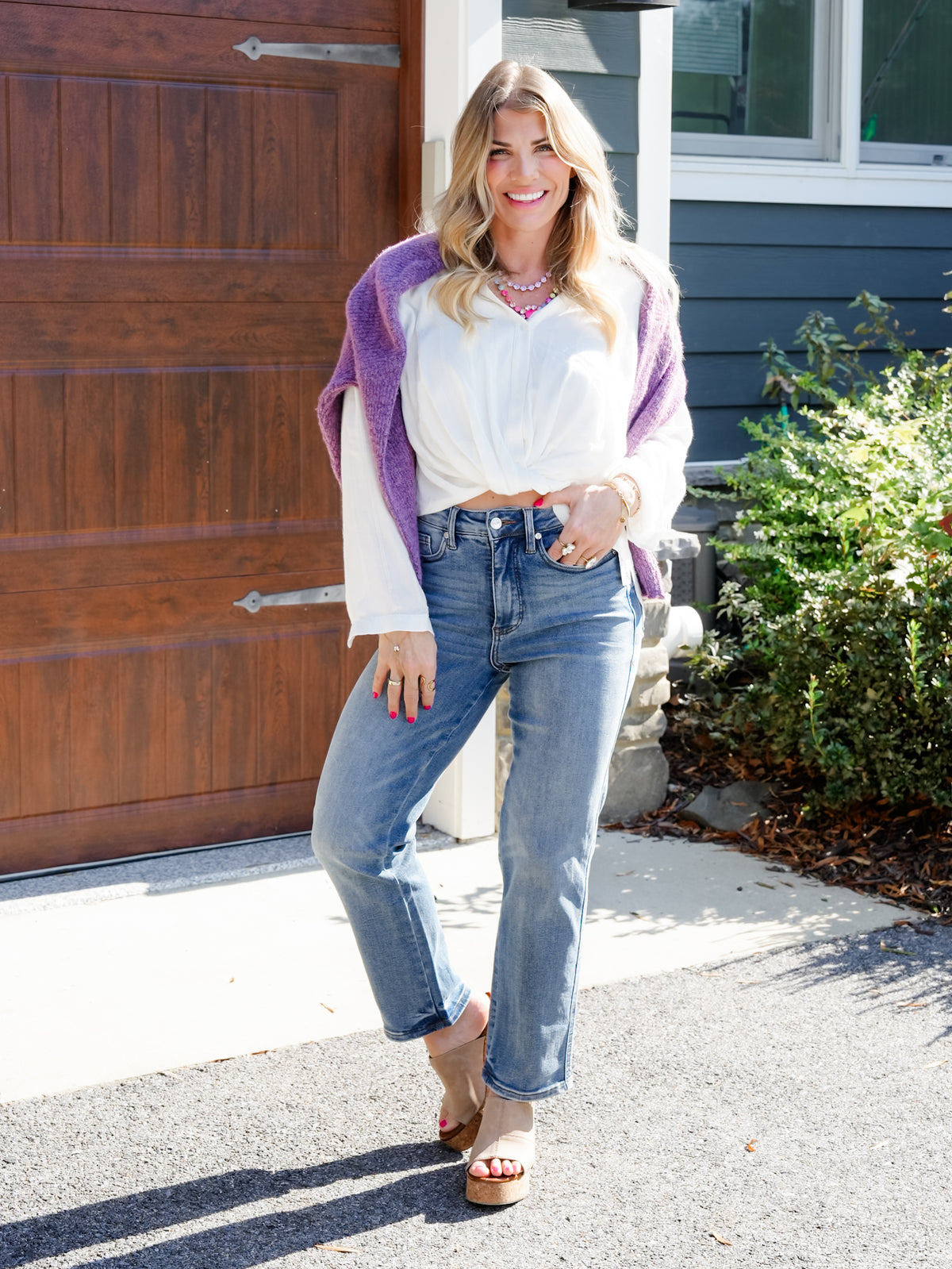 Judy Blue The Sunday Social High Rise Petite/Reg Tummy Control Peggy Ankle Straight Leg Jeans