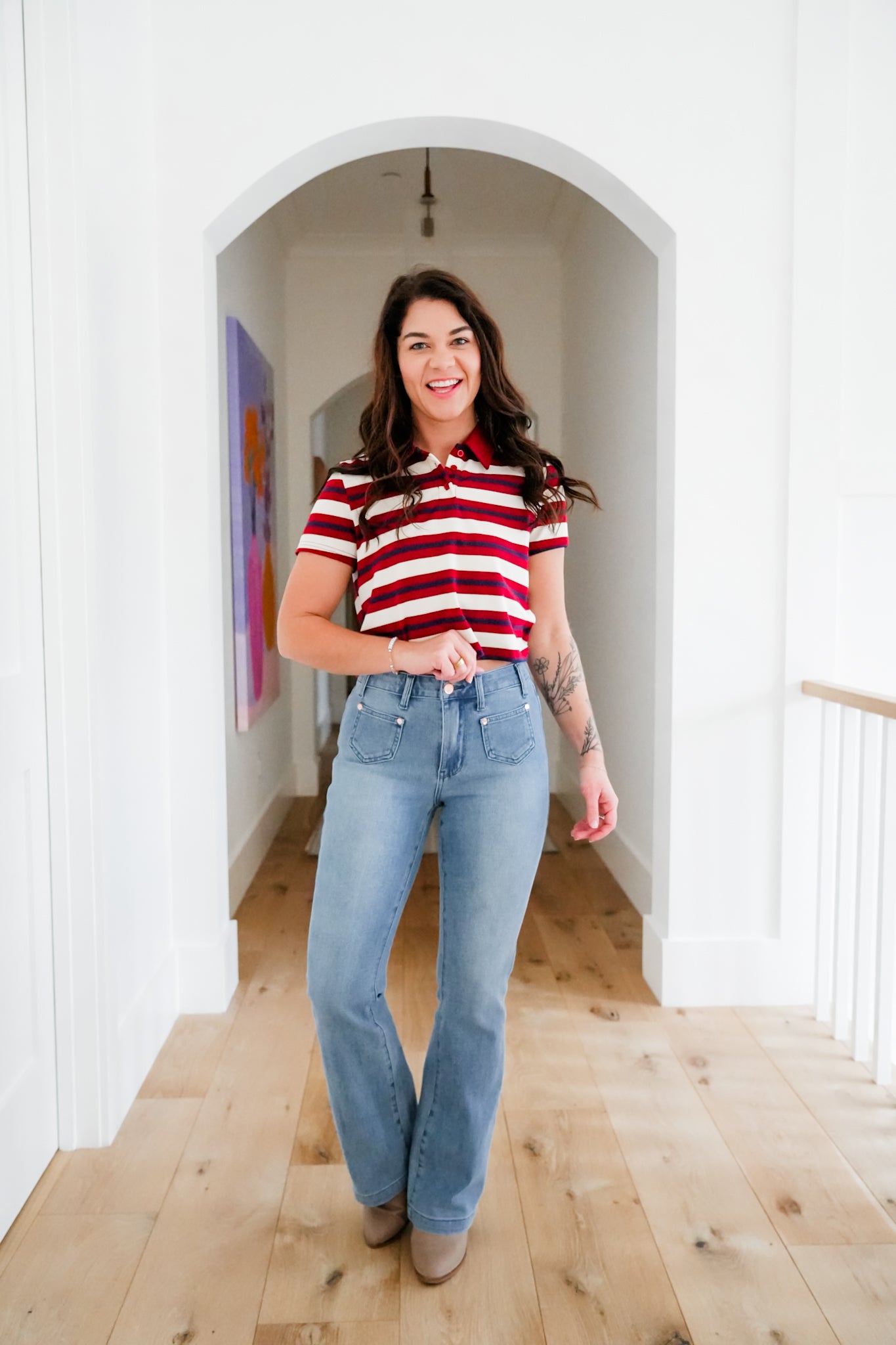 Judy Blue Mid Rise Medium Wash Bootcut Jeans with Front Patch Pockets